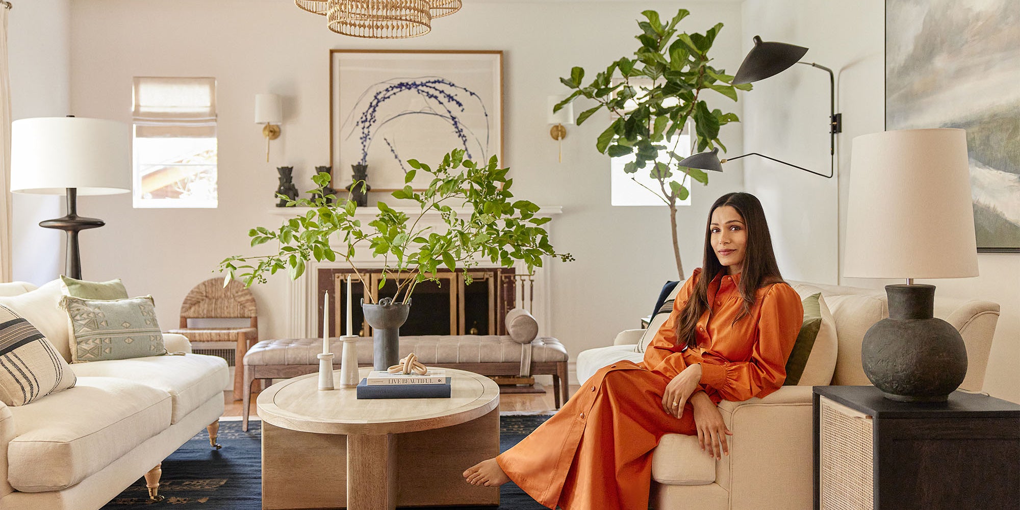 How Bobby Berk Converted Freida Pinto's French-Style House Into A Global-Rustic Home