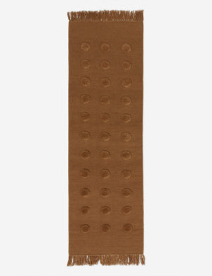 Kohta high-low pile dot design wool runner rug in camel
