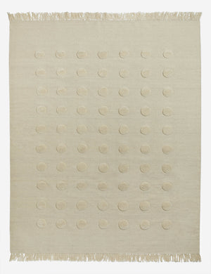 Kohta high-low pile dot design wool area rug in ivory