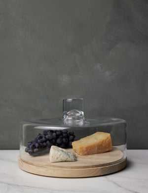 Lotta cheese and pastries glass dome with ash wood base by LSA International