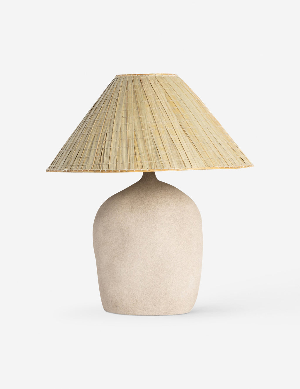 Ertha Neutral Table Lamp With a Woven Palm Shade