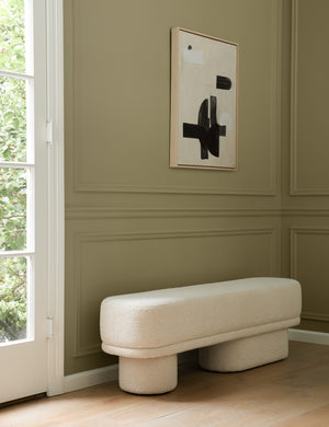 Brooks boucle upholstered bench in an entryway