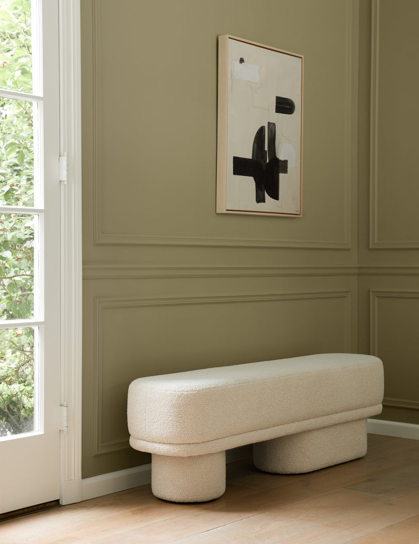 #color::teddy-boucle | Brooks boucle upholstered bench in an entryway