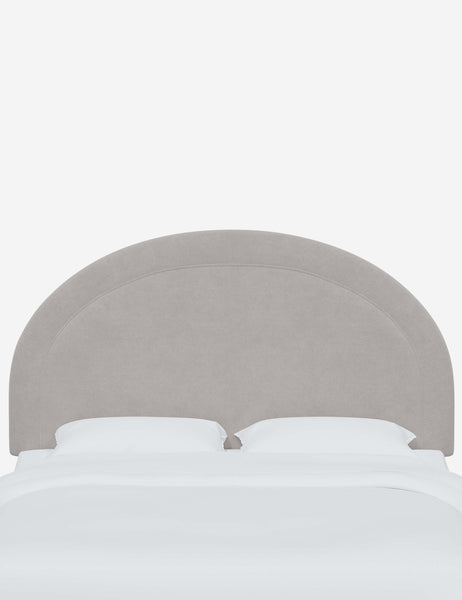 #color::mineral-velvet #size::full #size::queen #size::king #size::cal-king | Odele Mineral Gray Velvet arched upholstered headboard with a melted border