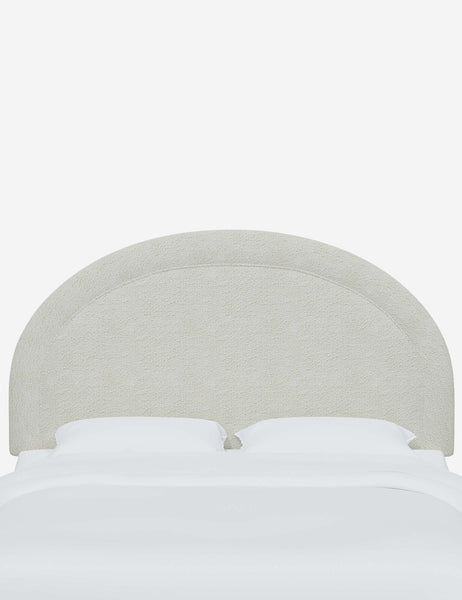 #color::white-boucle #size::full #size::queen #size::king #size::cal-king | Odele White Boucle arched upholstered headboard with a melted border
