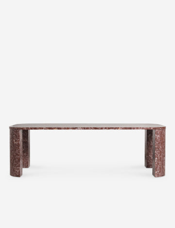 #color::rose-marble | Ramoon wide leg solid marble dining table by Carly Cushnie.