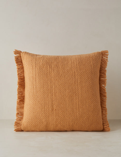 #color::terracotta #style::square | Thorpe chunky woven fringed outdoor throw pillow in terracotta.