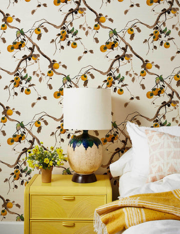 Persimmon Birds Grasscloth Wallpaper by Nathan Turner, Default Title