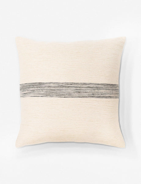 #color::natural #size::18--x-18- #size::20--x-20- #insert::down #insert::polyester | Selma white throw pillow with a horizontal black stripe in the center