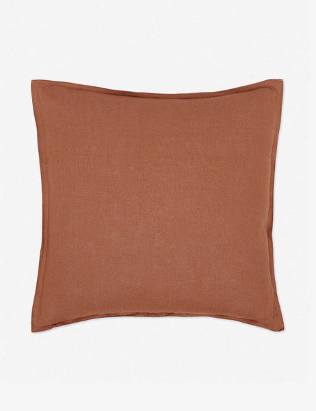 #color::rust #style::square | Arlo rust orange flax linen solid square pillow