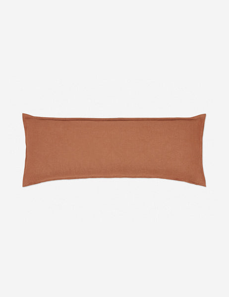 #color::rust #style::long-lumbar | Arlo rust orange flax linen solid long lumbar pillow