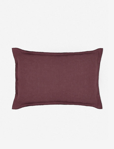 #color::aubergine #style::lumbar | Arlo Aubergine burgundy flax linen solid lumbar pillow