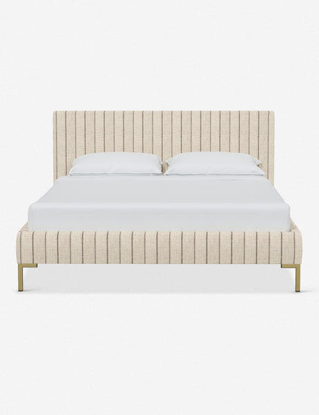 #color::natural-stripe #size::twin #size::full #size::queen #size::king #size::cal-king | Deva Natural Stripe platform bed with gold legs