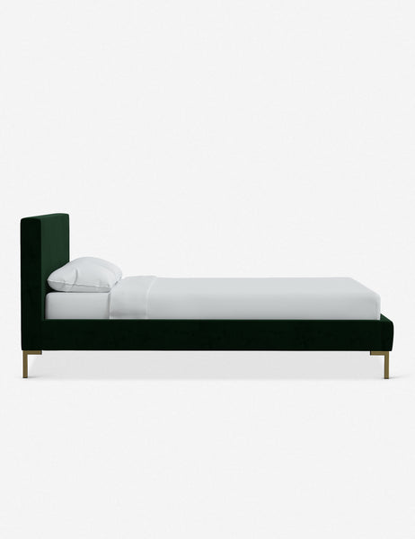 #color::emerald-velvet #size::twin #size::full #size::queen #size::king #size::cal-king | Side of the Deva Emerald Velvet platform bed