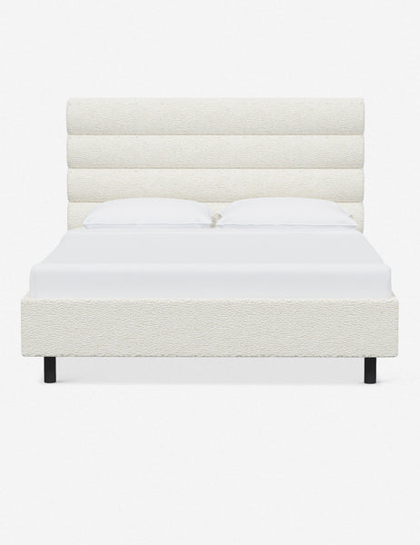 #color::cream-sherpa #size::twin #size::full #size::queen #size::king #size::cal-king | Bailee Cream Sherpa platform bed with a horizontal tufted headboard