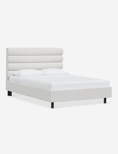 #color::snow-velvet #size::twin #size::full #size::queen #size::king #size::cal-king | Angled view of the Bailee Snow Velvet platform bed