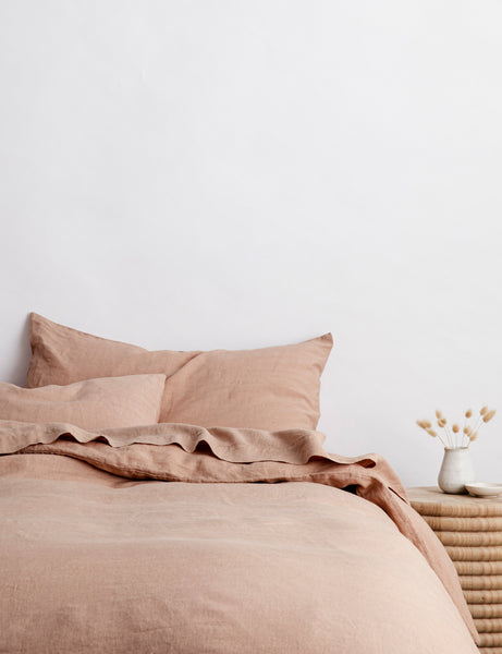 #color::fawn #size::standard #size::king | Set of two european flax linen fawn pink pillowcases by cultiver