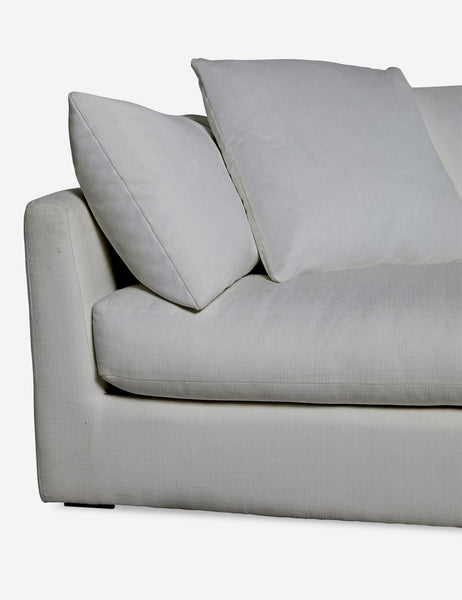 #color::gray-performance-fabric #size::108-W #size::96-W #size::84-W #size::72-W | Close up of the Cashel Gray Performance Fabric Sofa