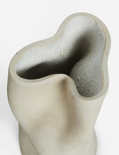 | View of the mouth on the Caverns white sculptural vase by Salamat Ceramics