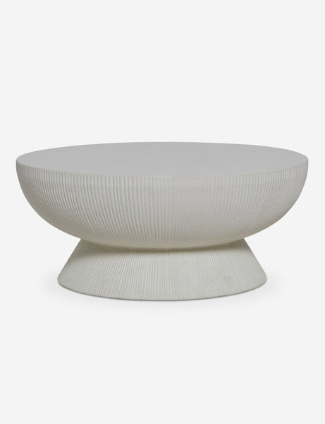 #color::ivory | Dominic round fluted drum outdoor coffee table.