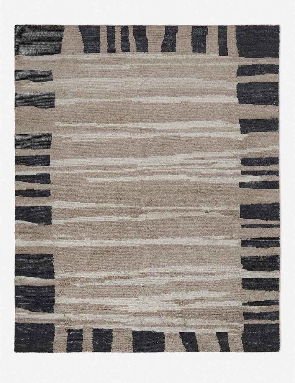 Gareth Neutral Striped Wool Area Rug