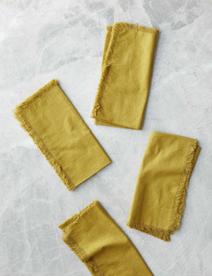 Set of 4 mustard yellow Essential Cotton Dinner Napkins by Hawkins New York