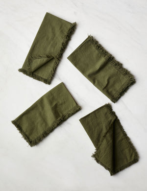 Set of 4 olive green Essential Cotton Dinner Napkins by Hawkins New York