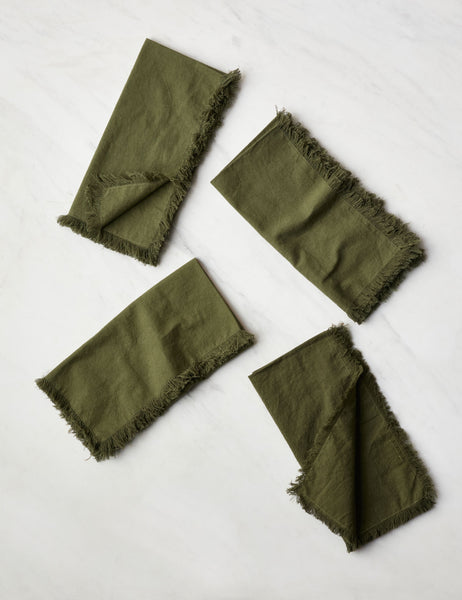 #color::olive | Set of 4 olive green Essential Cotton Dinner Napkins by Hawkins New York