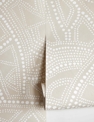Heritage light neutral-toned Wallpaper with a carved and etched pattern by Malene Barnett
