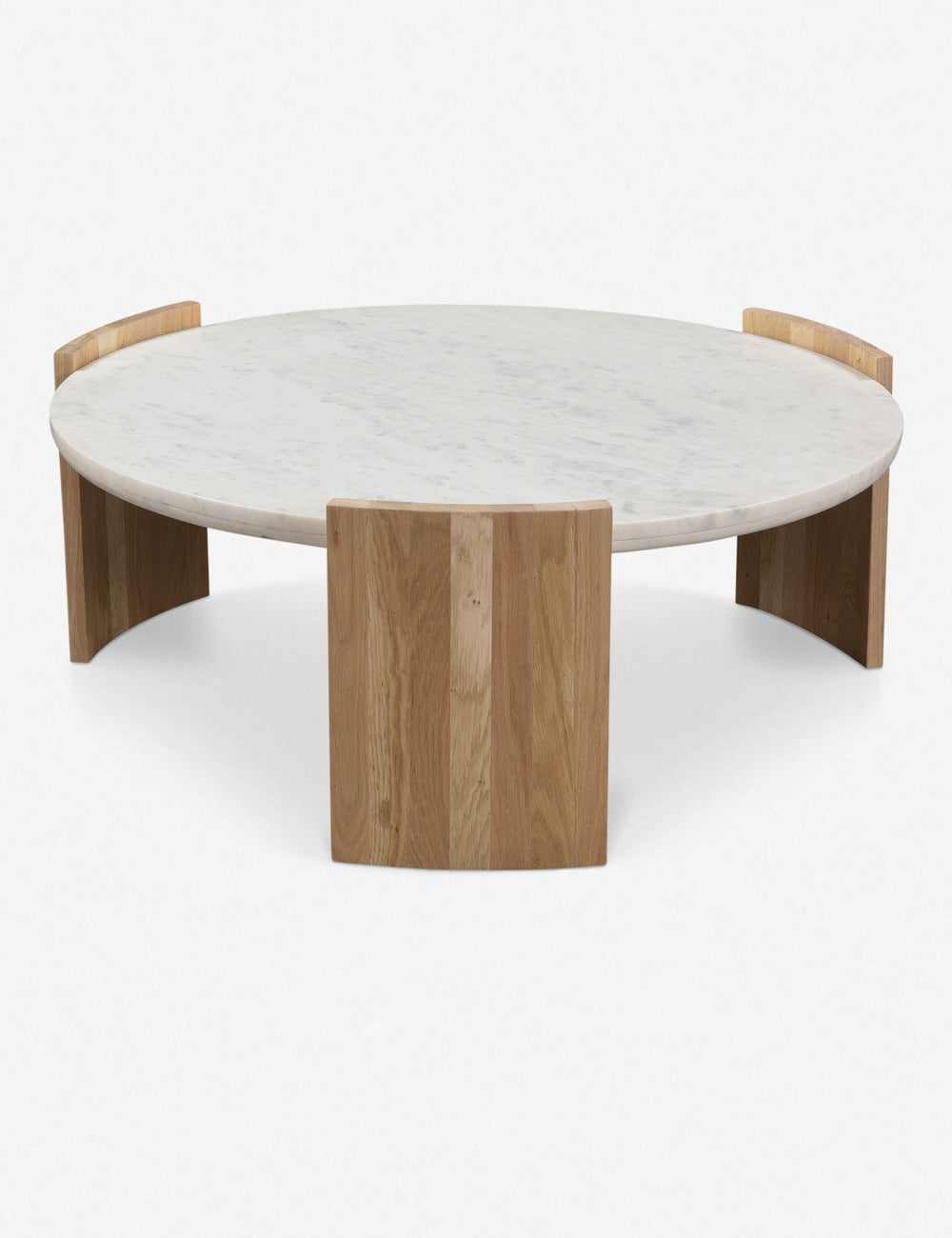 Whilem Round Wood + Marble Coffee Table