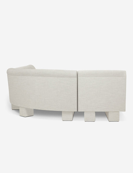 #color::Natural-Linen #configuration::right-facing #size::142-W | Rear view of the side of the Lena right-facing natural linen sectional sofa with upholstered beam legs.