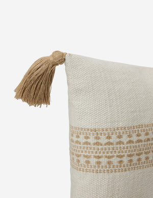 Tasseled corners on the Marchesa natural and khaki indoor and outdoor pillow