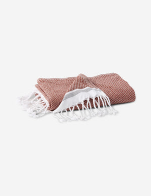 Mediterranean Turkish Cotton rosehip Guest Towel by Coyuchi with tasseled ends