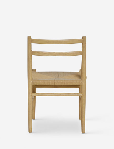 #color::natural-oak | Back view of the Nicholson slim natural oak wood frame and woven seat dining chair.