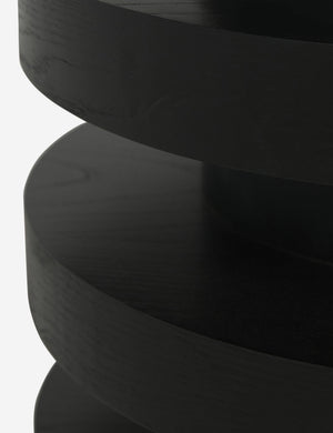 Close-up of the Pentwater Four-Tiered Black Round Side Table