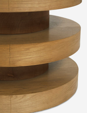 Close-up of the Pentwater Four-Tiered Natural Round Side Table