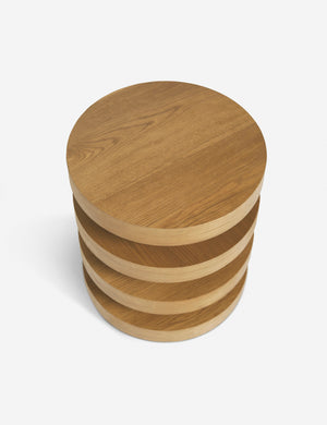 Downward view of the Pentwater Four-Tiered Natural Round Side Table