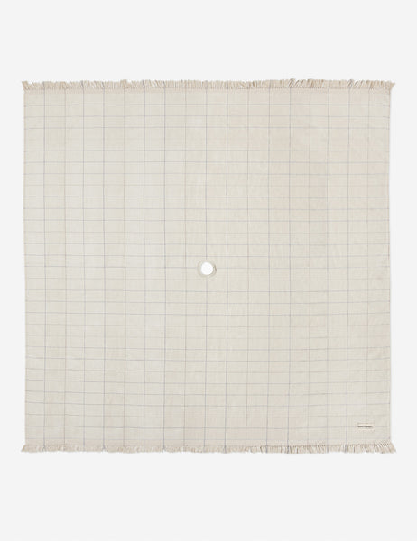 #color::pop-check | Cream pop check cotton beach blanket with an umbrella hole by business and pleasure co