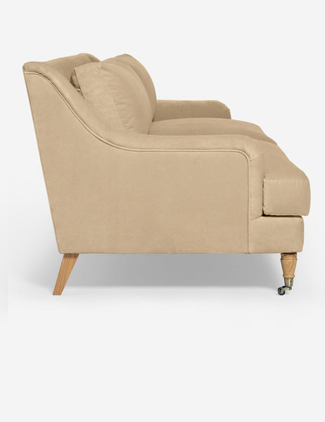 #size::72-W #size:84-W #color::brie-velvet #size::96-W | Side of the Rivington Brie Beige Velvet sofa