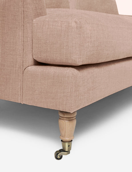 #size::72-W #size:84-W #color::apricot-linen #size::96-W | Wheeled legs on the Rivington Apricot Linen sofa