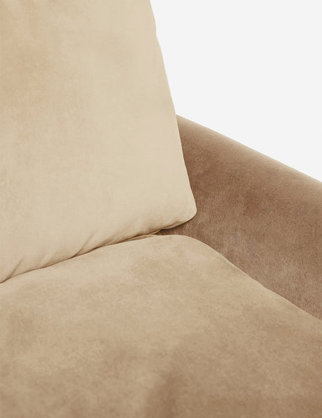 #color::Brie-Velvet #size::102-W | Inner corner of the Rupert Brie Beige Velvet sofa