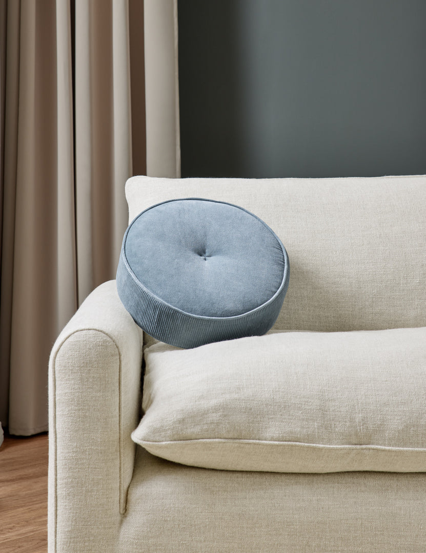 #color::canyon-blue | Video of the Velvet Disc canyon blue Pillow by Sarah Sherman Samuel