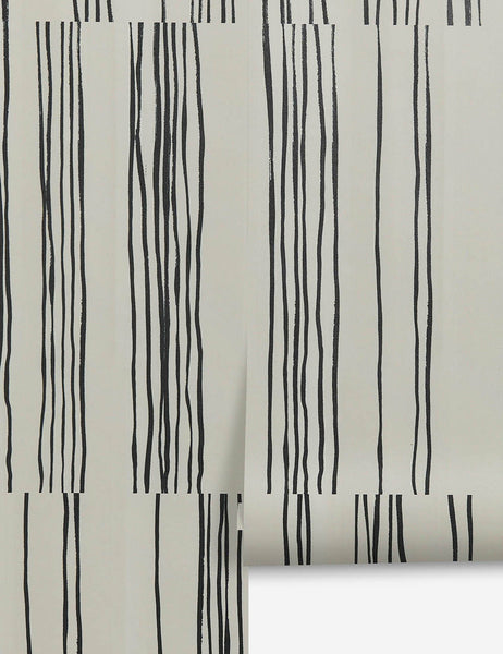 | Broken Stripe black and white Wallpaper by Sarah Sherman Samuel featuring offset organic stripes