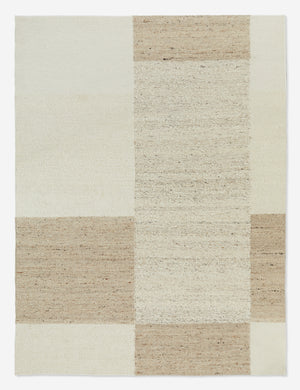 Woburn handwoven wool rug featuring a neutral color-blocked design by Jake Arnold