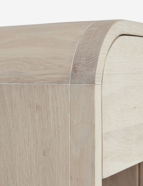 #color::natural | The rounded corner on the top of the Brooke one drawer whitewashed nightstand