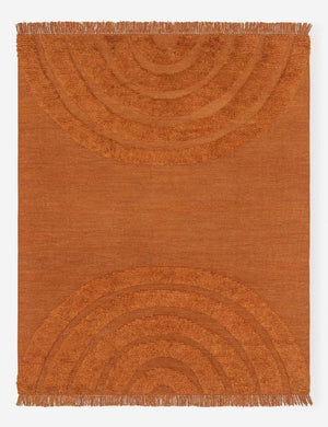 Arches Rust orange 100% wool Rug featuring a high-low pile arched design by Sarah Sherman Samuel