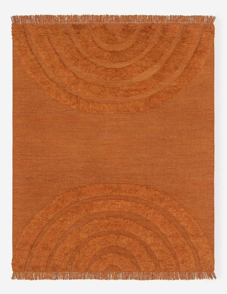 #size::2--x-3- #size::3--x-5- #size::5--x-8- #size::8--x-10- #size::9--x-12- #color::rust #size::10--x-14- | Arches Rust orange 100% wool Rug featuring a high-low pile arched design by Sarah Sherman Samuel