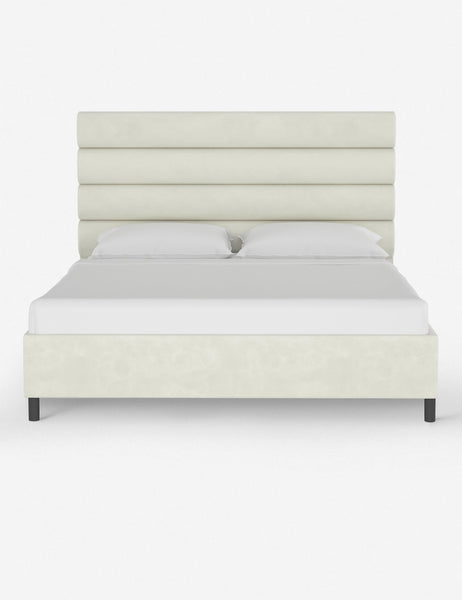#color::antique-white #size::full #size::queen #size::king #size::cal-king | Bailee antique white platform bed with a horizontal tufted headboard