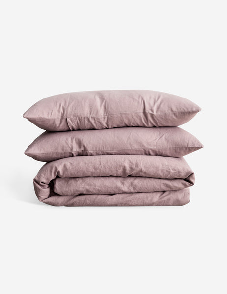 #color::dusk #size::queen #size::king #size::twin #size::cal-king | European Flax Linen dusk pink Duvet Set by Cultiver
