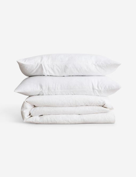 #color::white #size::queen #size::king #size::twin #size::cal-king | European Flax Linen white Duvet Set by Cultiver